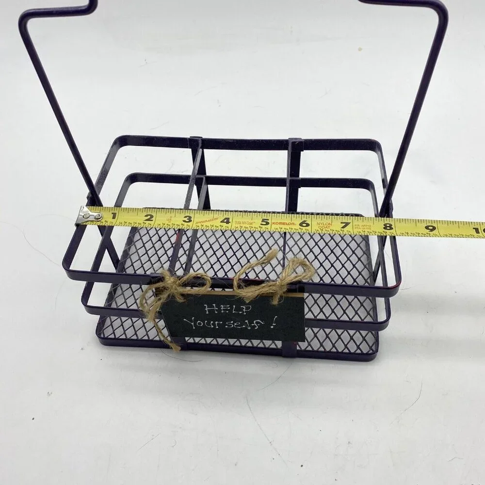 Metal‎ Basket Utensil Condiments Holder Caddy 3 Compartment Purple Picnic Crafts